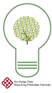 a bulb with tree and polyu logo